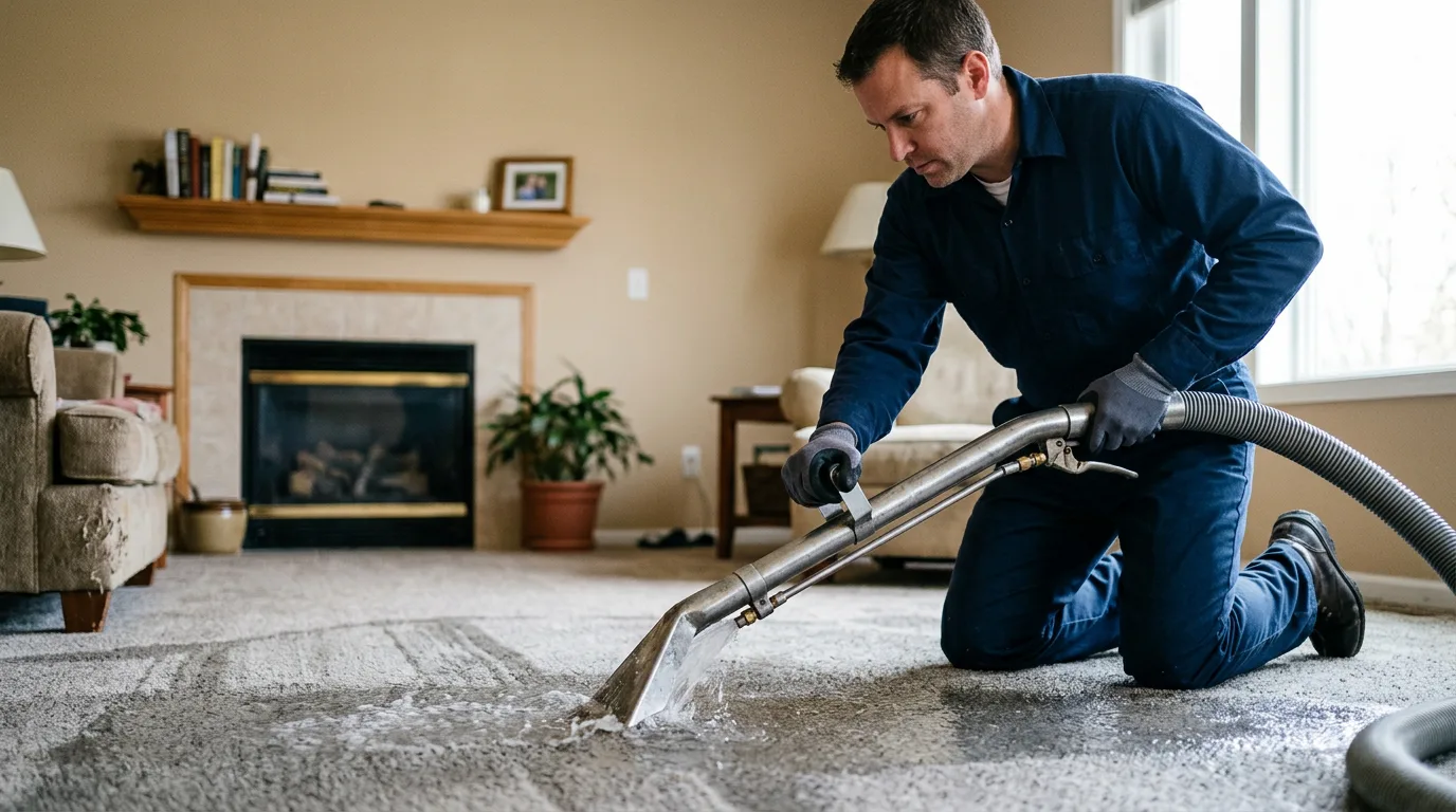 Water damage restoration technician working near Happy, TX